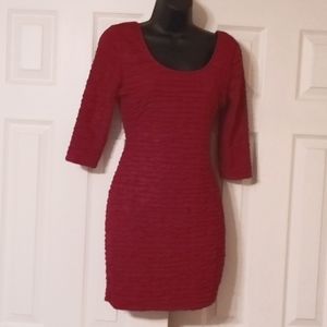 Red with Gold Shimmer material girl bodycon dress